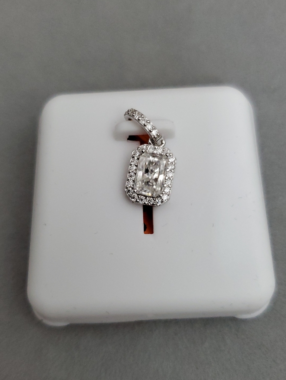Clear Crystal Halo Pendant Necklace in Silver Tone